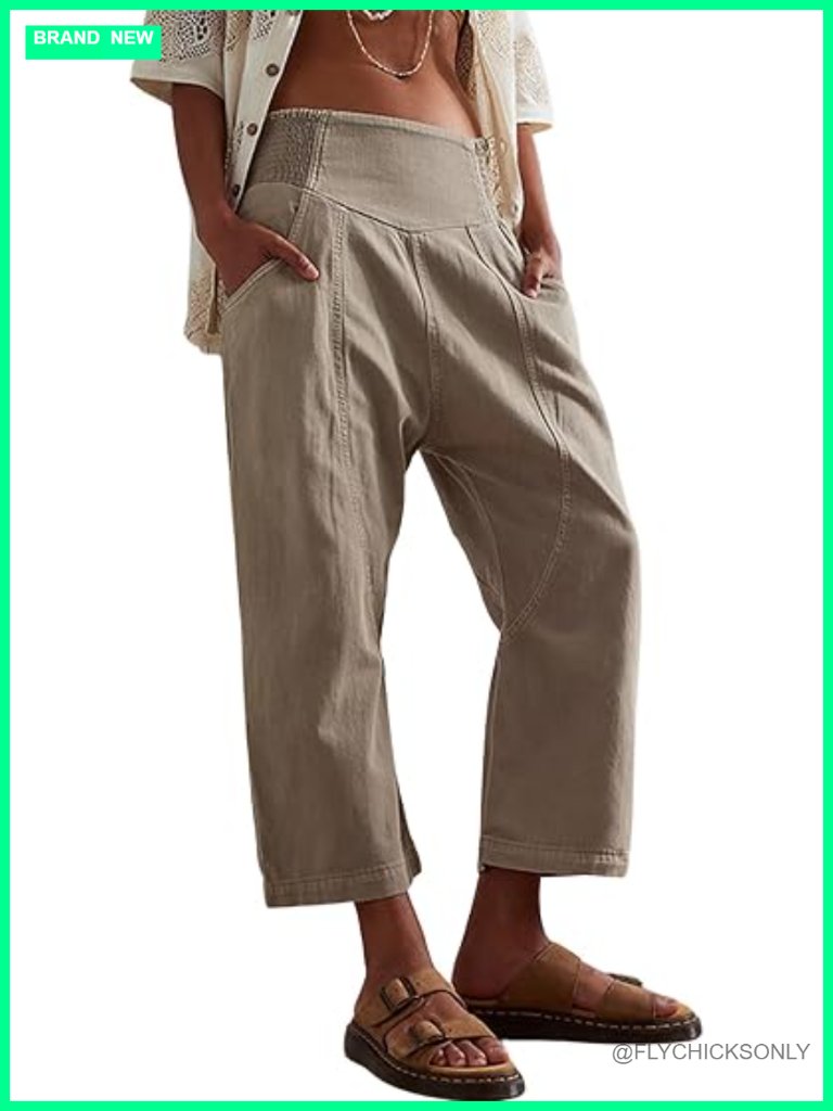 Mid Rise Wide Leg Barrel Jeans Women Cropped Baggy Denim Pants